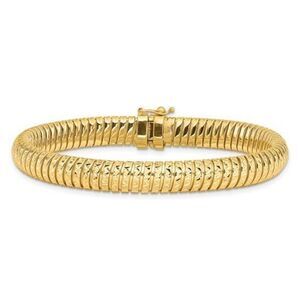 Leslie's 14K Polished 7.5mm Diamond-cut Domed Bracelet